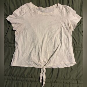 American Eagle Casual White Tie-Front Top